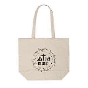Sisters in Christ Canvas Tote Bag | Faith-Based Christian Quote Reusable Bag